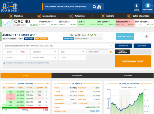 Avis Bourse Direct consultation tracker ou ETF MSCI World CW8 Amundi